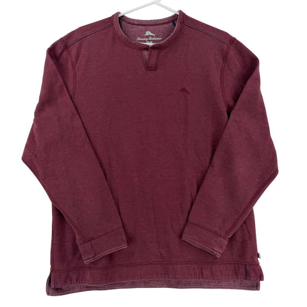 Tommy Bahama Sweater Mens Medium Red Waffle Knit Crewneck Pullover Casual